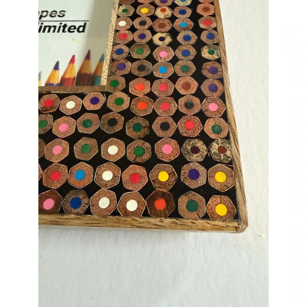 New Recycled Colored Pencil Picture Frame 4x4 Opening Multicolor Hopes Unlimited